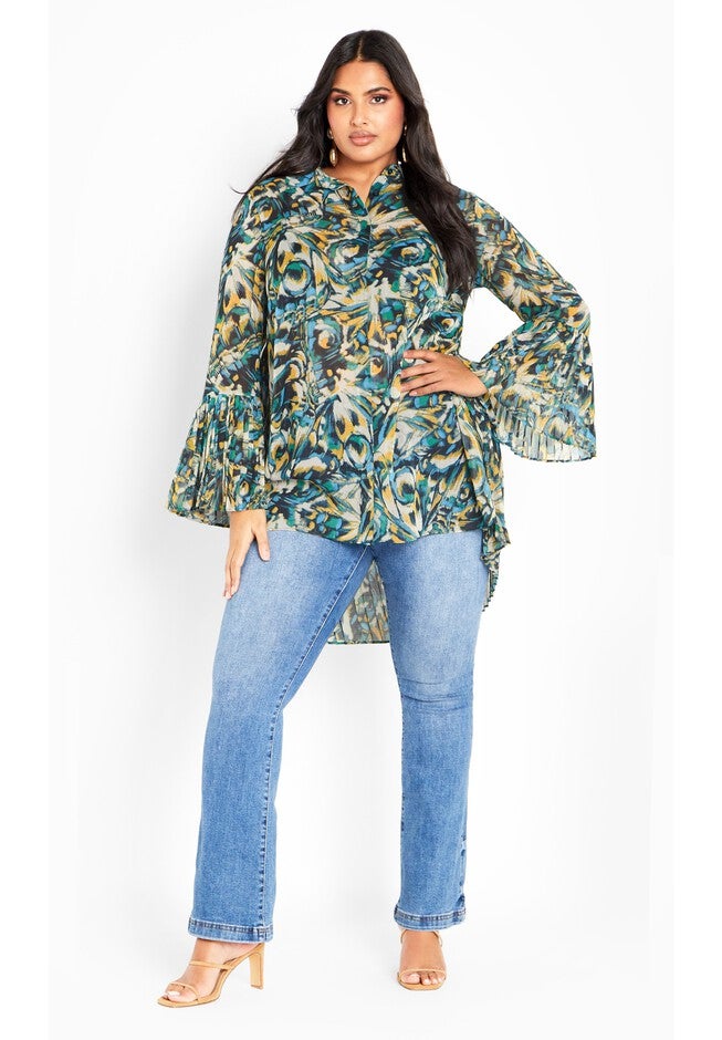Perla Pleat Print Shirt, PAPILLON, alternate image number 6