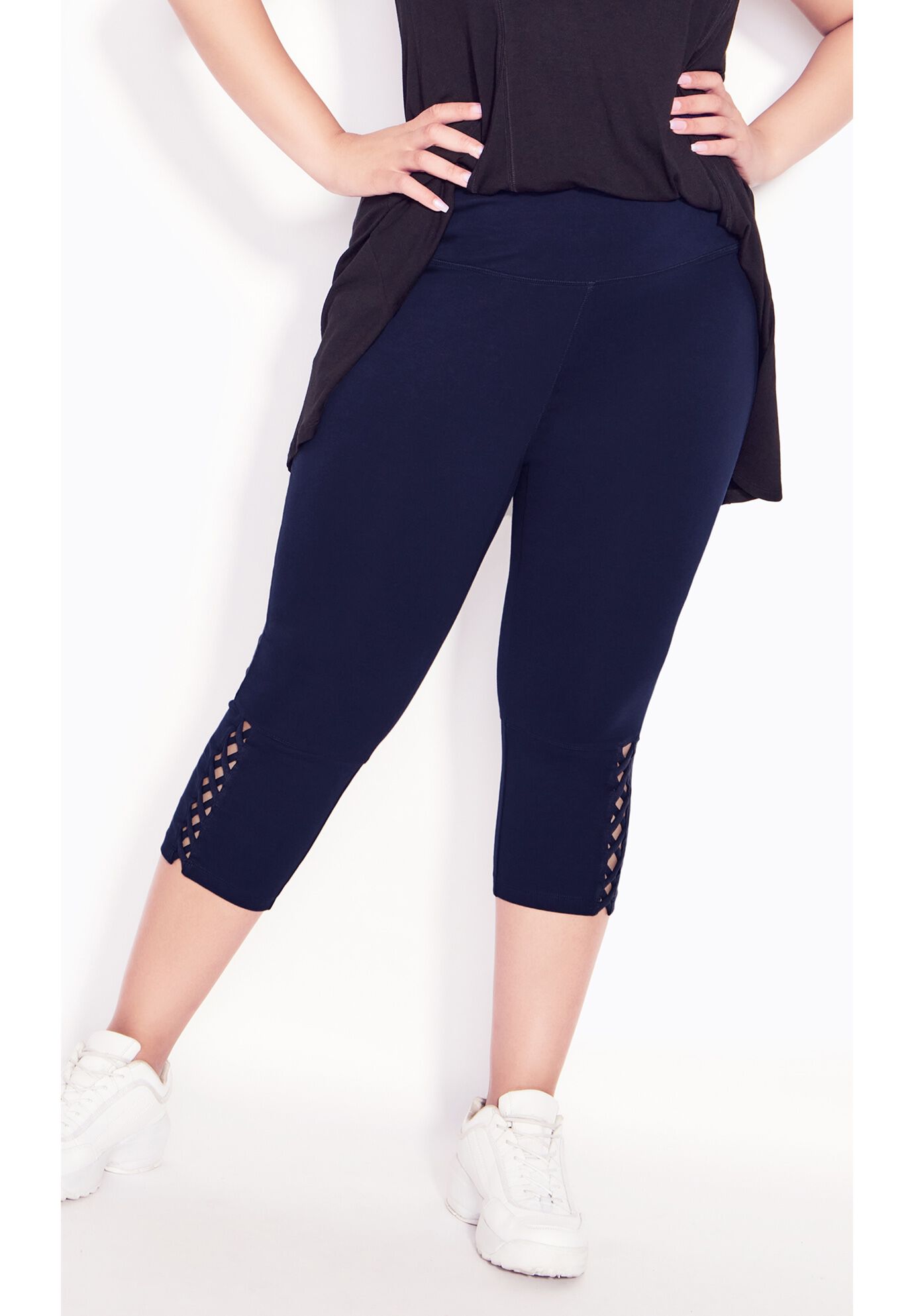 Cross Hem Legging, NAVY, alternate image number 4