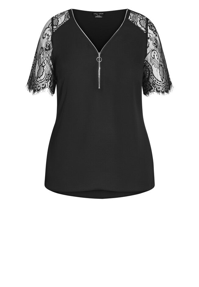 Botanical Lace Top - black, BLACK, alternate image number 3