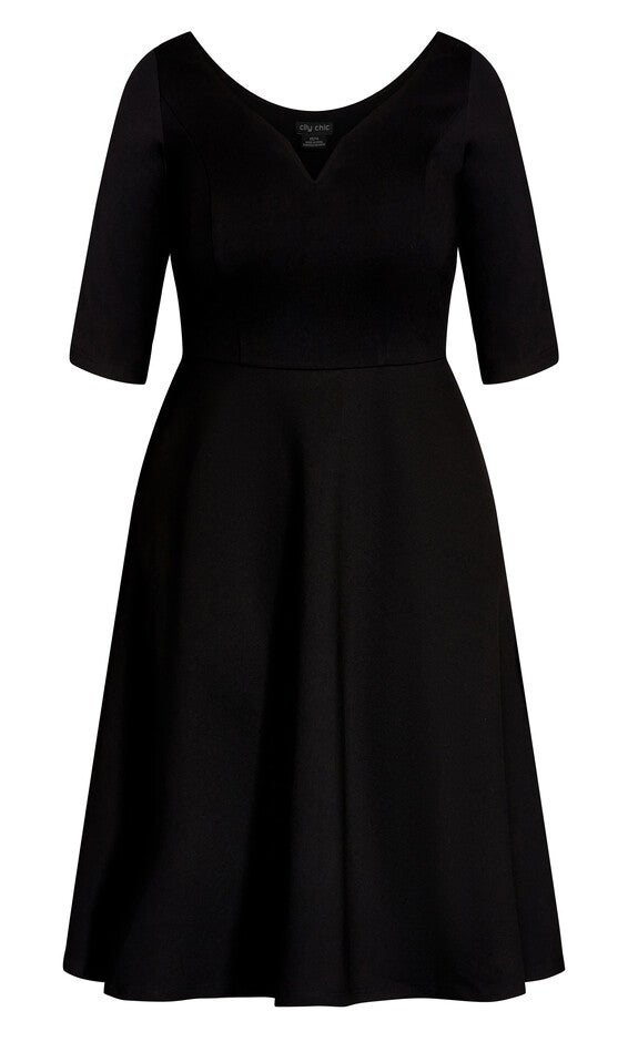 Cute Girl Elbow Sleeve Dress - black, BLACK, alternate image number 3