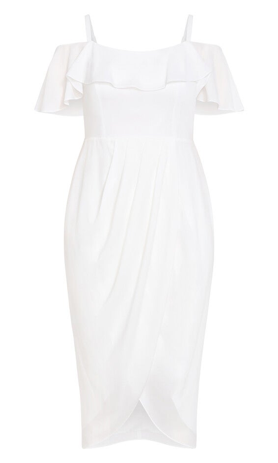 Flirtation Drape Midi Dress - ivory, WHITE, alternate image number null