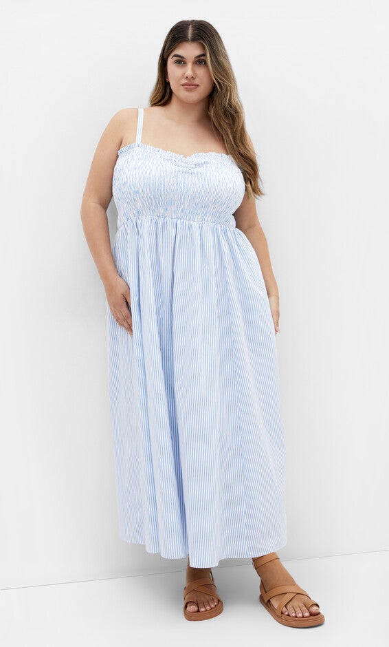 Vacation Maxi Dress - blue stripe, BLUE, hi-res image number null
