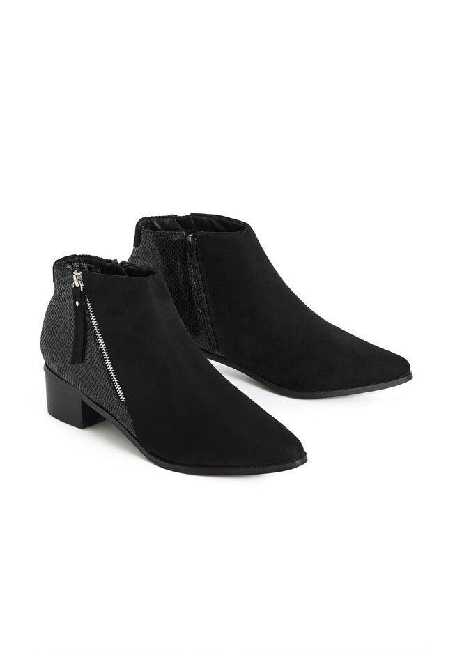 Arla Ankle Snake Skin Effect Boot, BLACK, alternate image number null