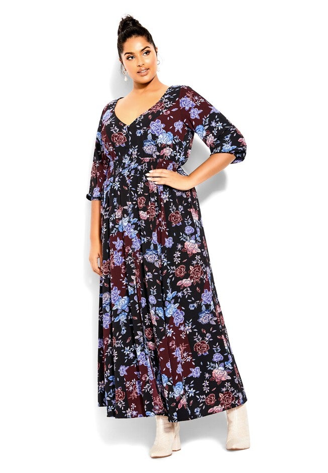 Puzzle Pieces Maxi Dress - black floral, BLACK, hi-res image number null