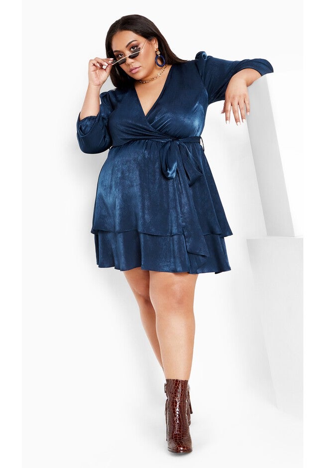 Twisted Ruffle Dress - navy, BLUE, on-hover image number null