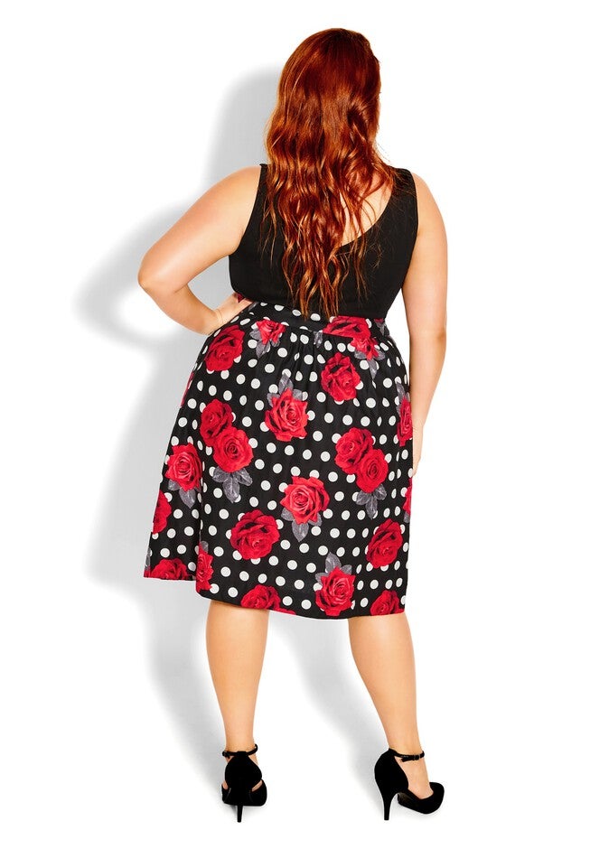 Spotted Rose Dress - rose, BLACK, on-hover image number 1