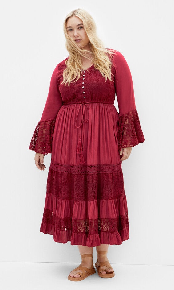 Tisha Lace Maxi Dress - shiraz, RED, alternate image number null
