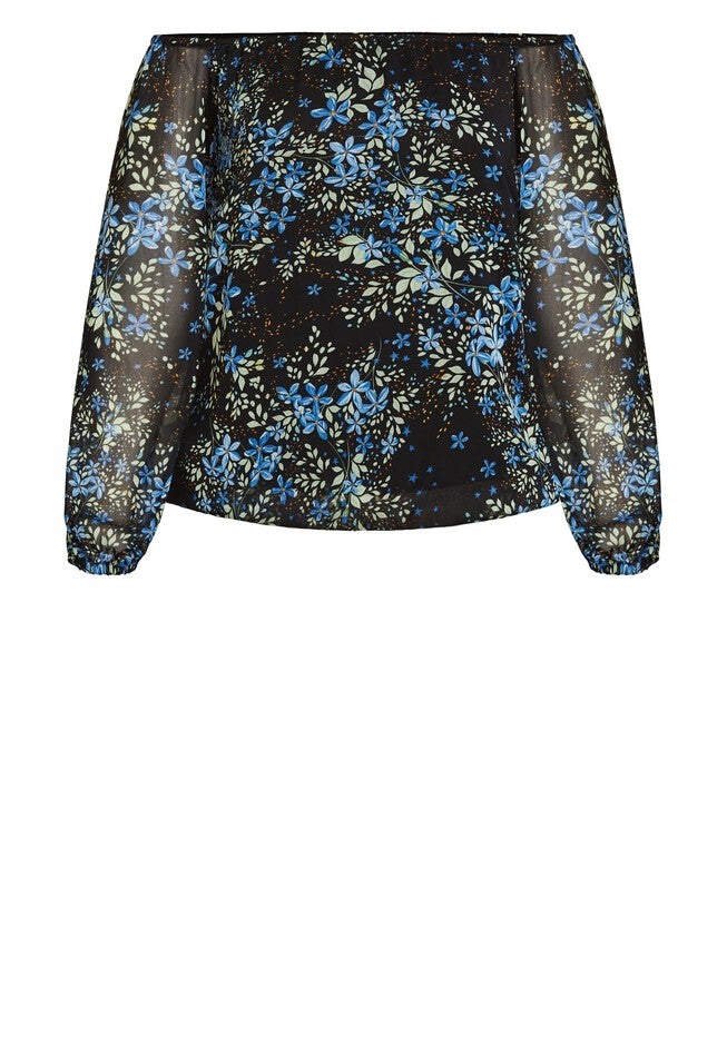 Blue Ditsy Top - black, BLUE, alternate image number null