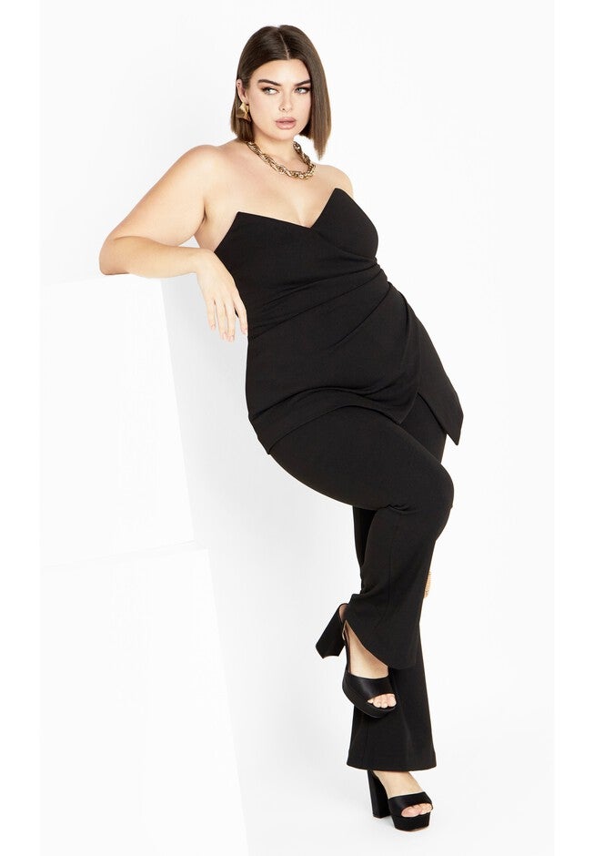 Amaya Fitted Deep V Jumpsuit - black, BLACK, on-hover image number 1