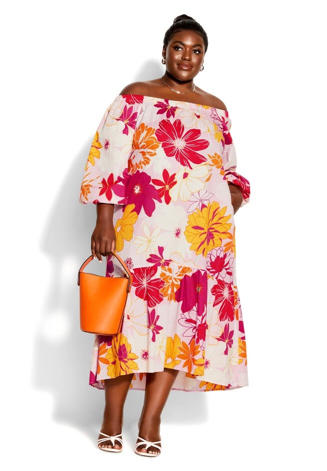 Pretty Pop Dress - pink floral, PINK, alternate image number null