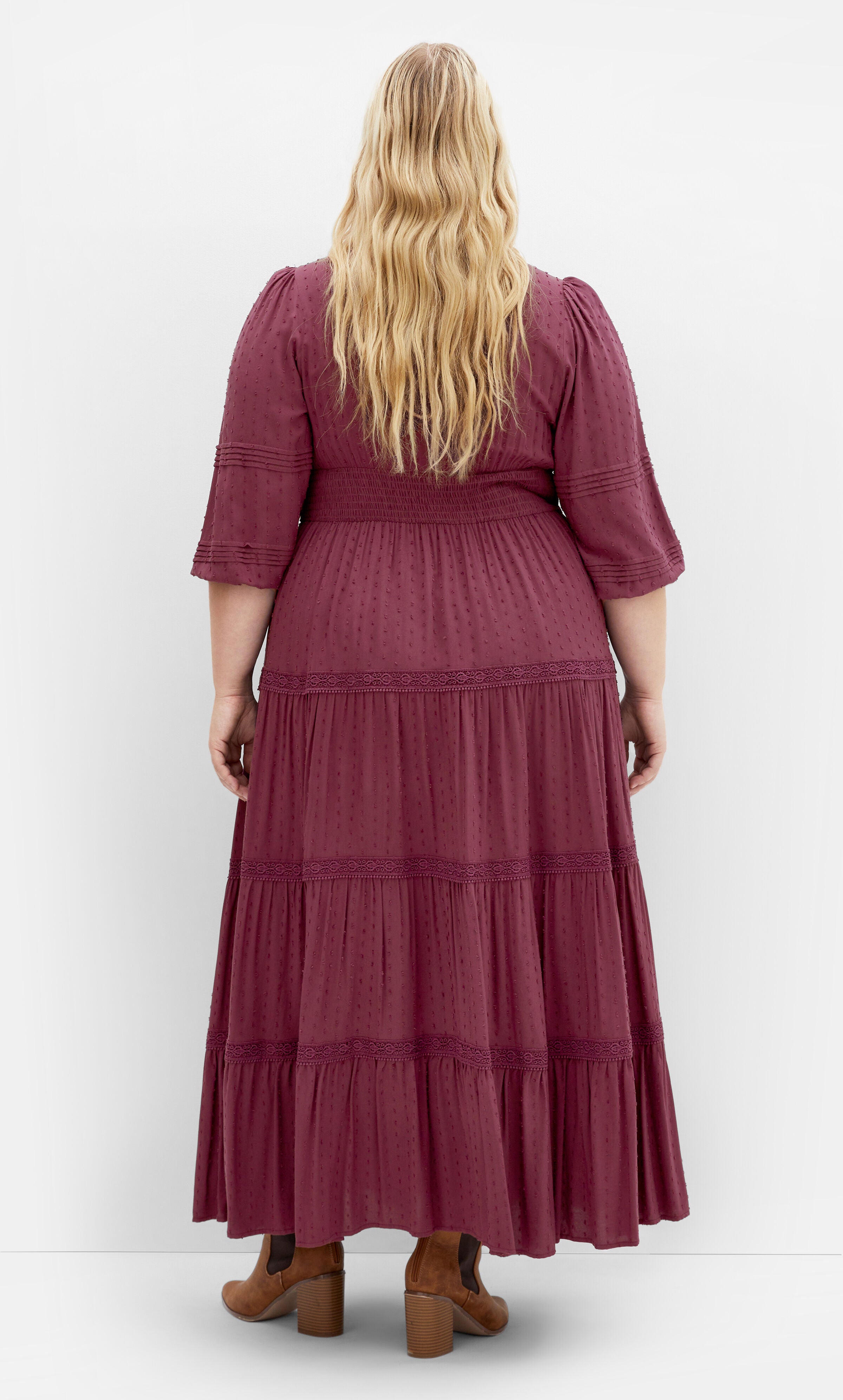 Arielle Lace Maxi Dress - blackberry, RED, alternate image number 2