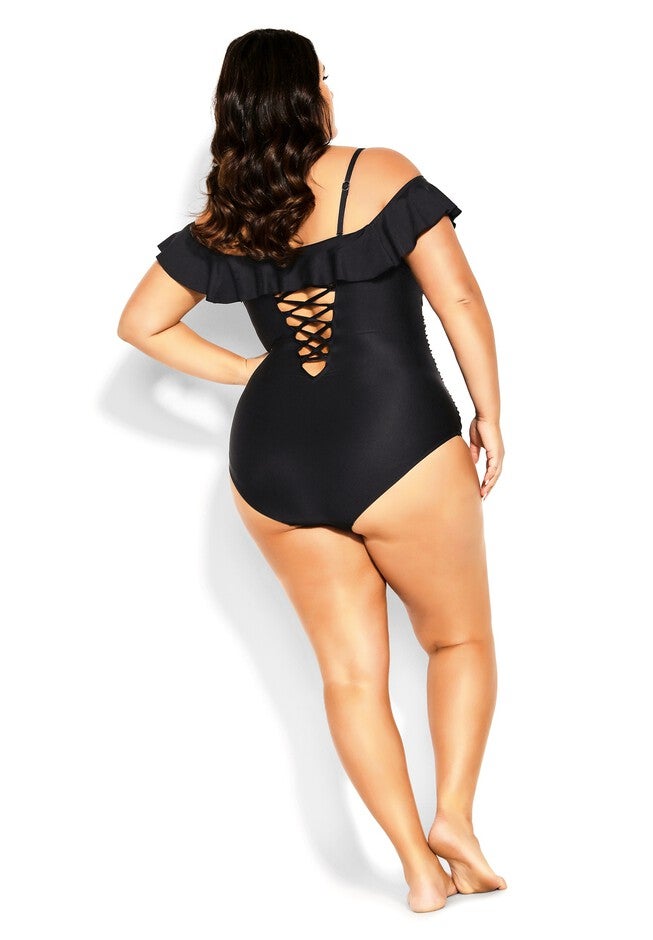 Ingrid Ruffle 1 Piece - black, BLACK, on-hover image number null
