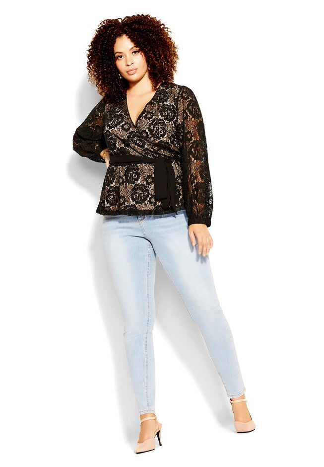 Lace Fly Away Top - black, BLACK, on-hover image number 1