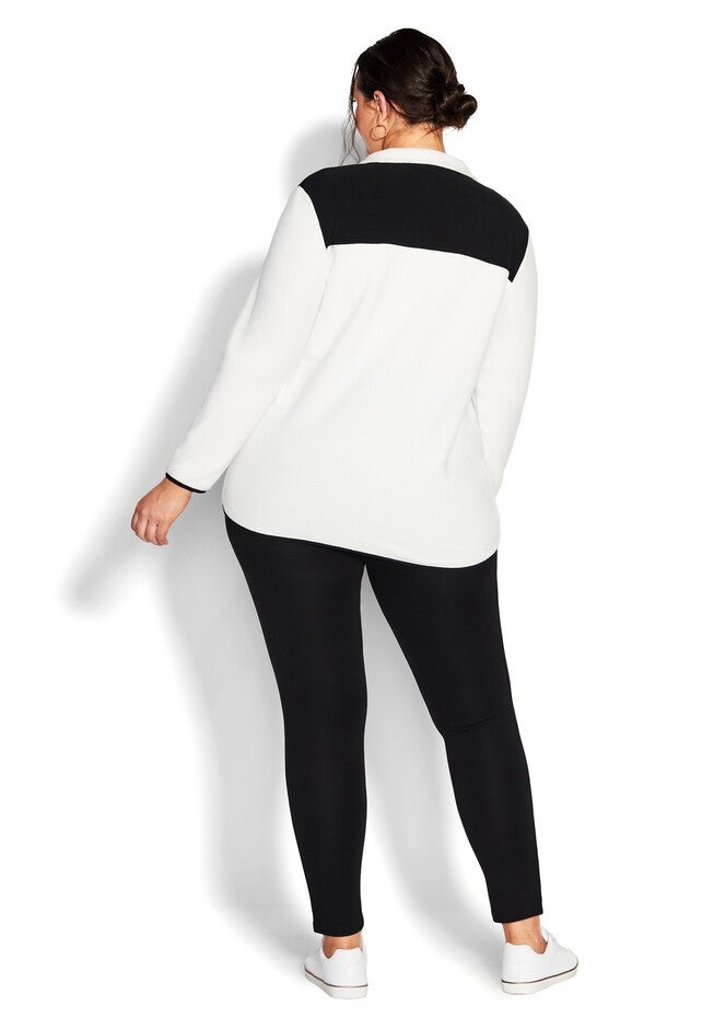 Polar Fleece Color Block Pull Over, IVORY BLACK, alternate image number 5