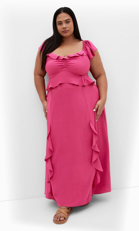 Fee Frill Maxi Dress - magenta, PINK, hi-res image number null