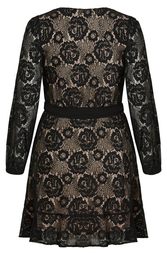 Lace Fly Away Dress - black, BLACK, alternate image number null