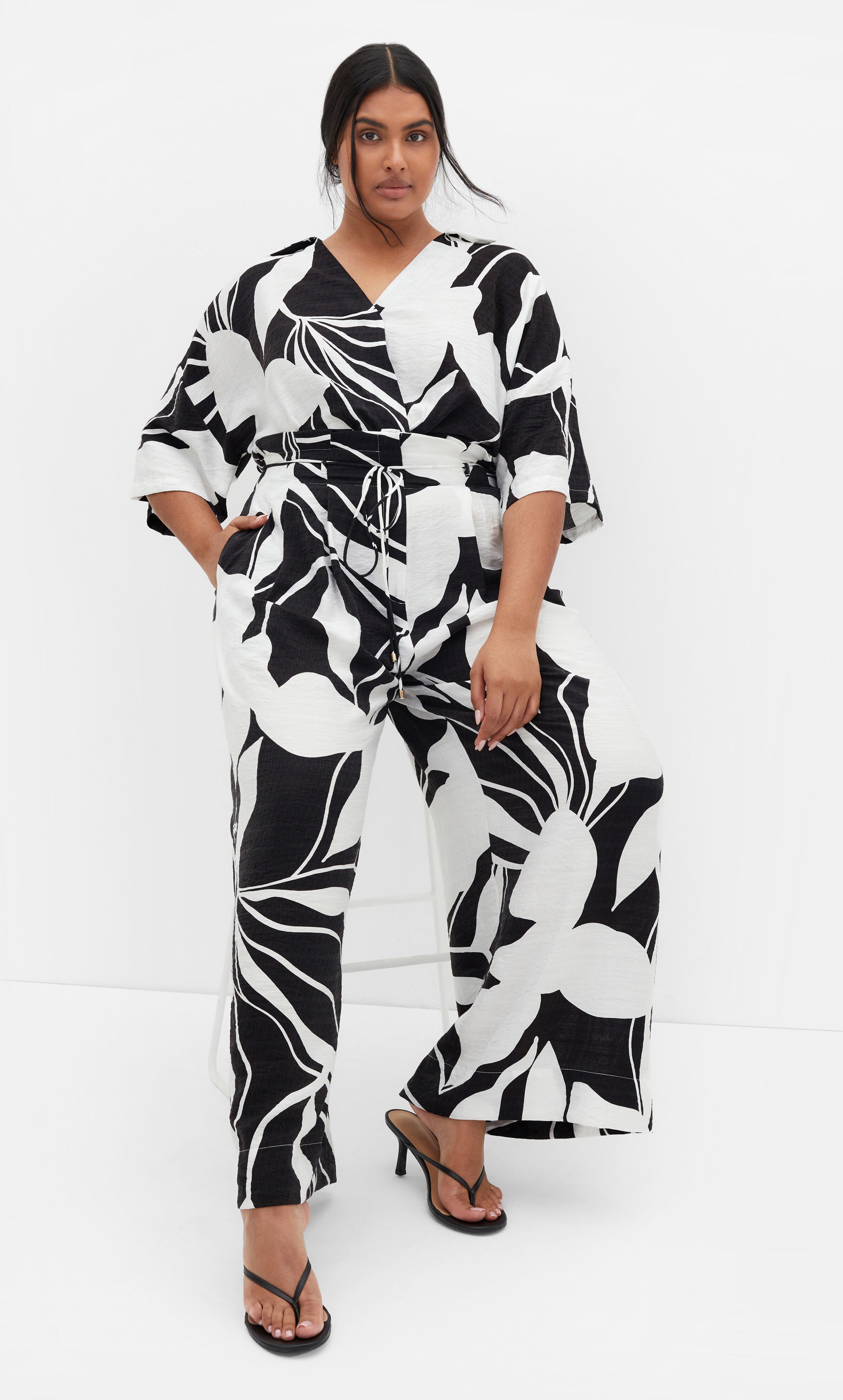 Resort Print Pant - ivory, BLACK, hi-res image number 0