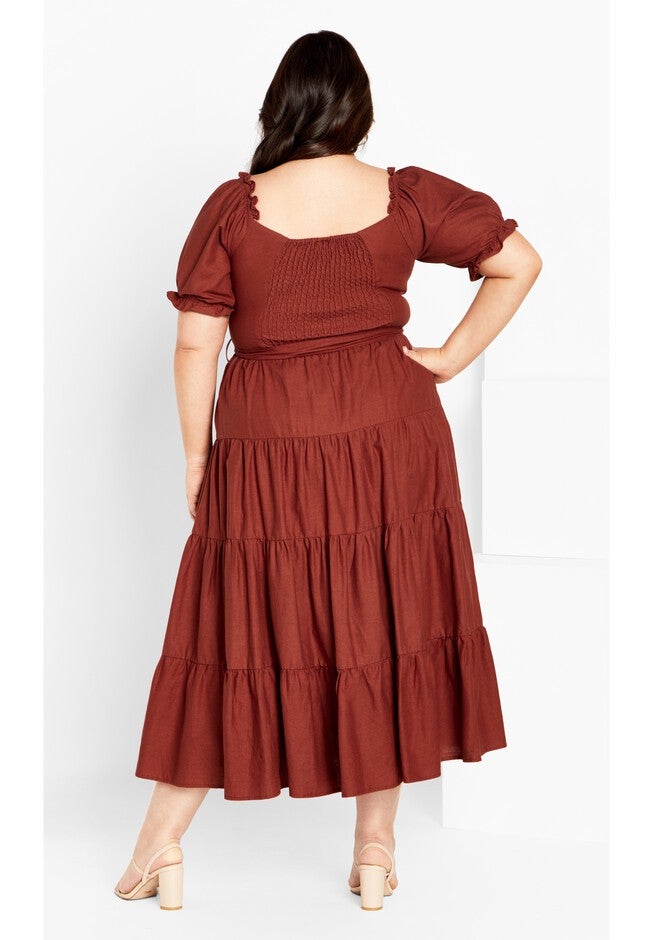 Puff Sleeve Maxi Dress - toffee, BROWN, alternate image number 5