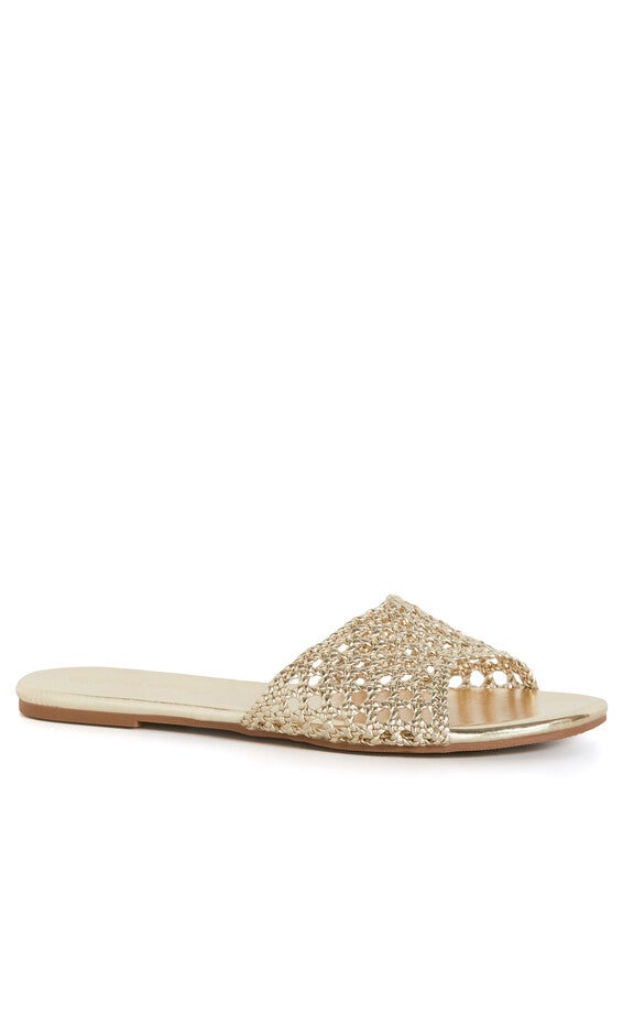 WIDE FIT Weave Flat Slide - gold, YELLOW, alternate image number null