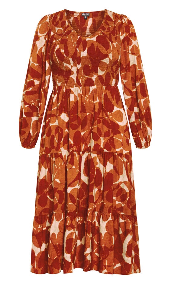 Jayden Print Dress - amber, AMBER, alternate image number null