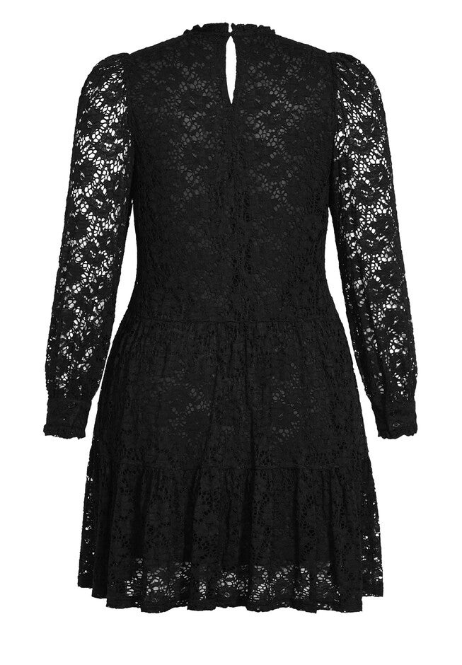 Tiered Lace Dress - black, BLACK, alternate image number 4