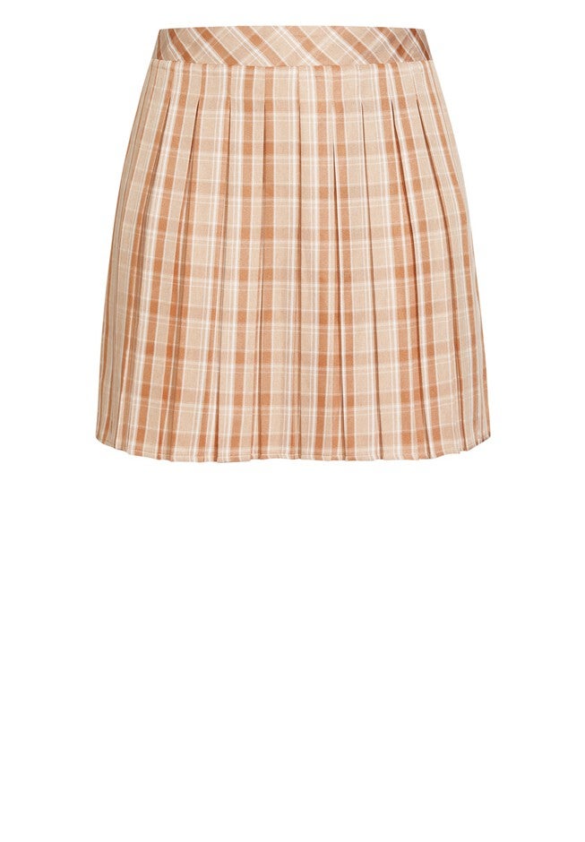 Varsity Check Skirt - camel check, WHITE, alternate image number null