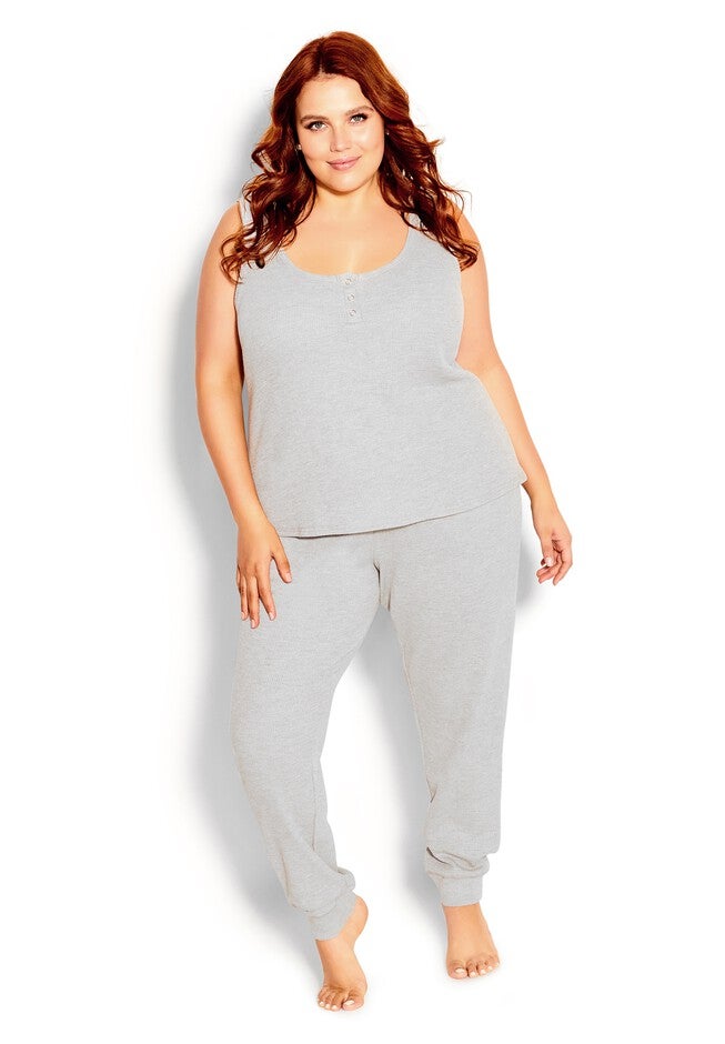 Waffle Sleep Tank - gray, GREY, hi-res image number null