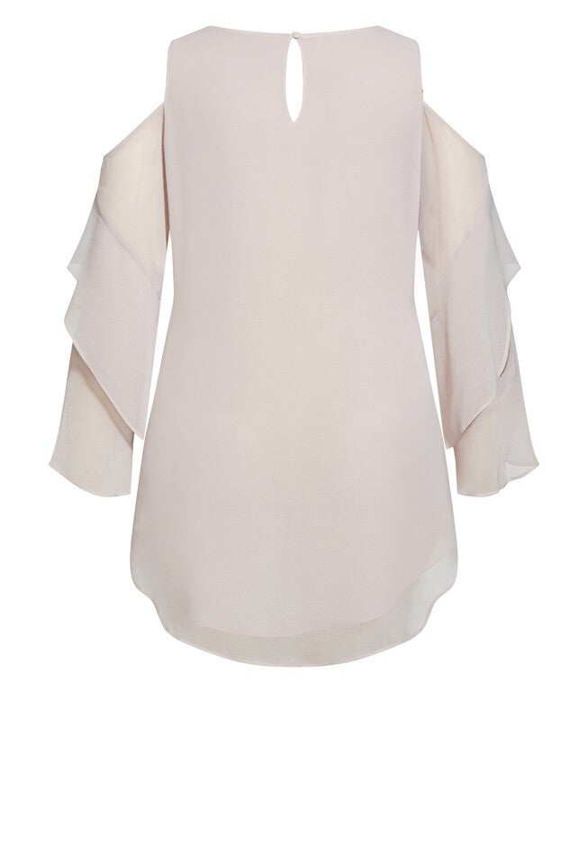 Hi Lo Cold Shoulder Top - champagne, YELLOW, alternate image number 4
