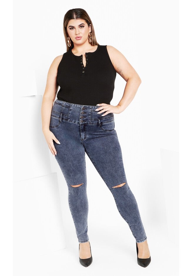 Asha Slit Corset Jean - dove grey, GREY, on-hover image number 1
