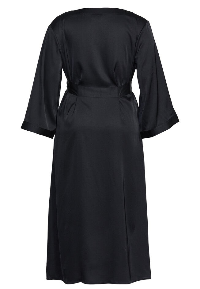 Long Satin Robe - black, BLACK, alternate image number 4
