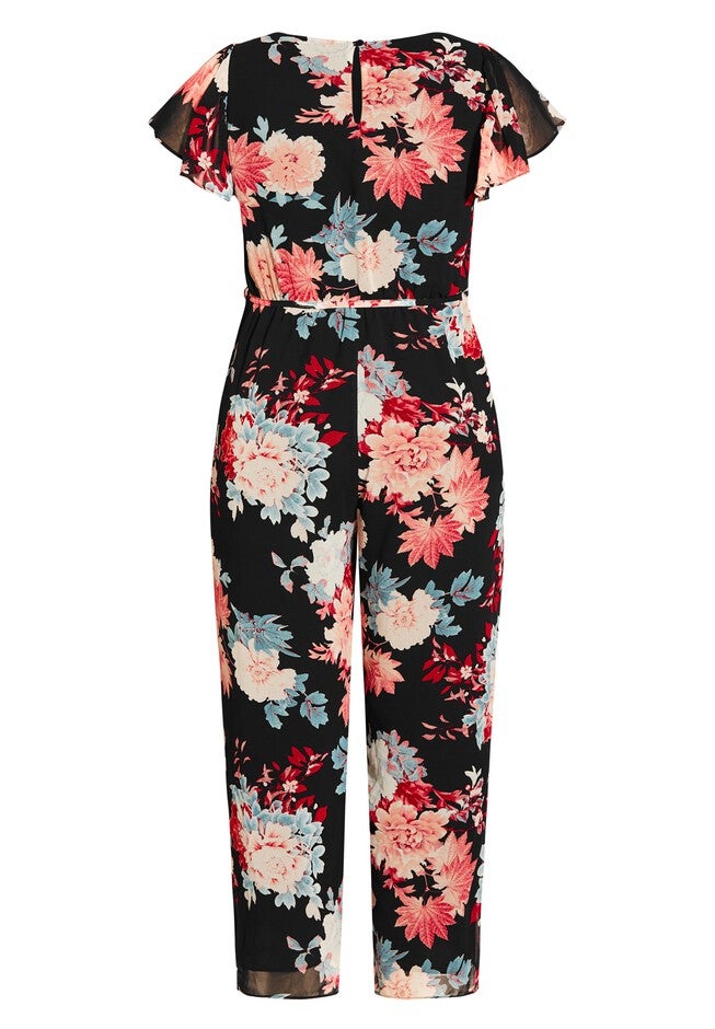 Summer Floral Jumpsuit - black, BLACK, alternate image number null