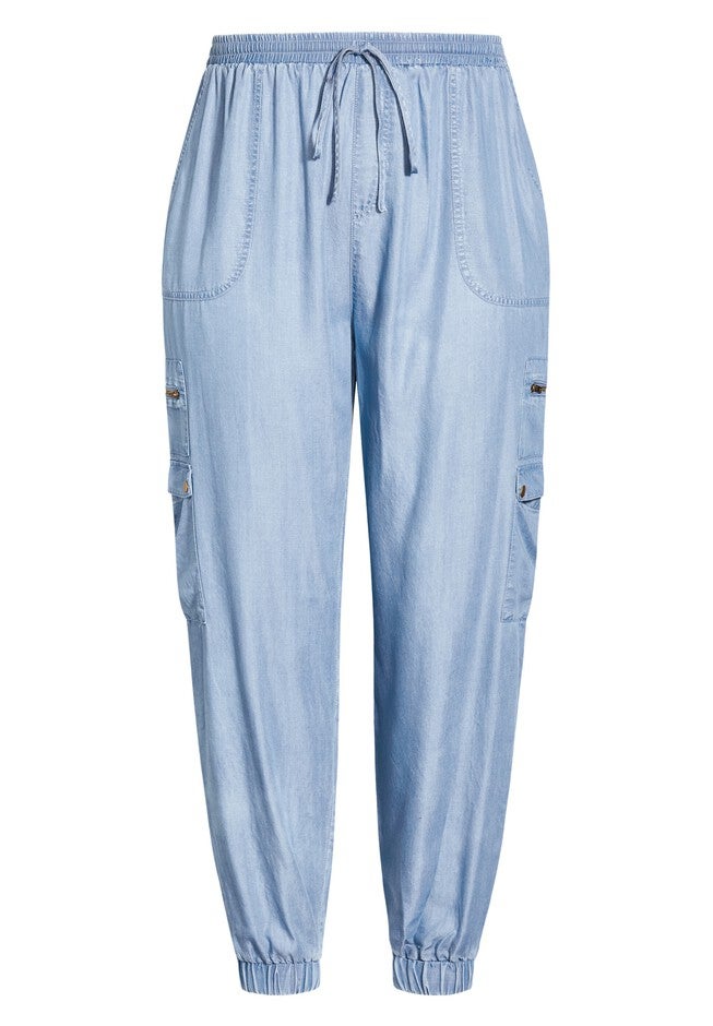 Natalie Pant - chambray, BLUE, on-hover image number null