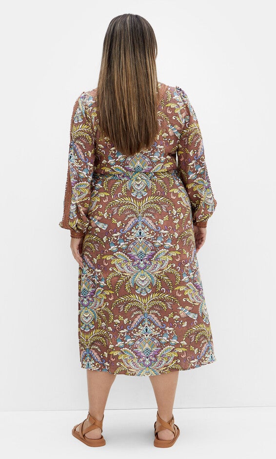 Mysteria Print Dress - saddle, BROWN, alternate image number null
