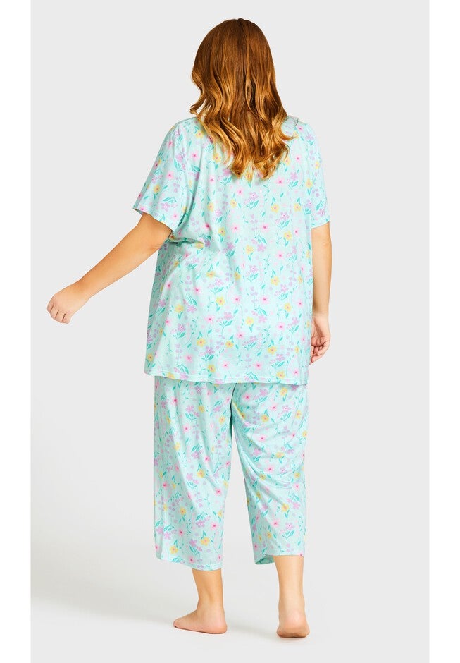 Button Up Sleep Top, FLORAL, on-hover image number 1