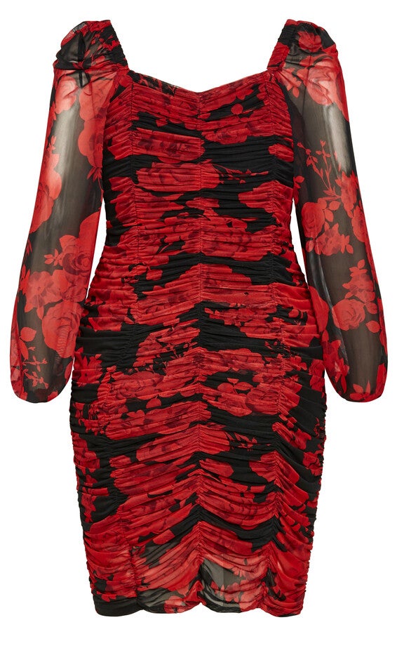 Alia Print Dress - black, ROSE PRINT, alternate image number null