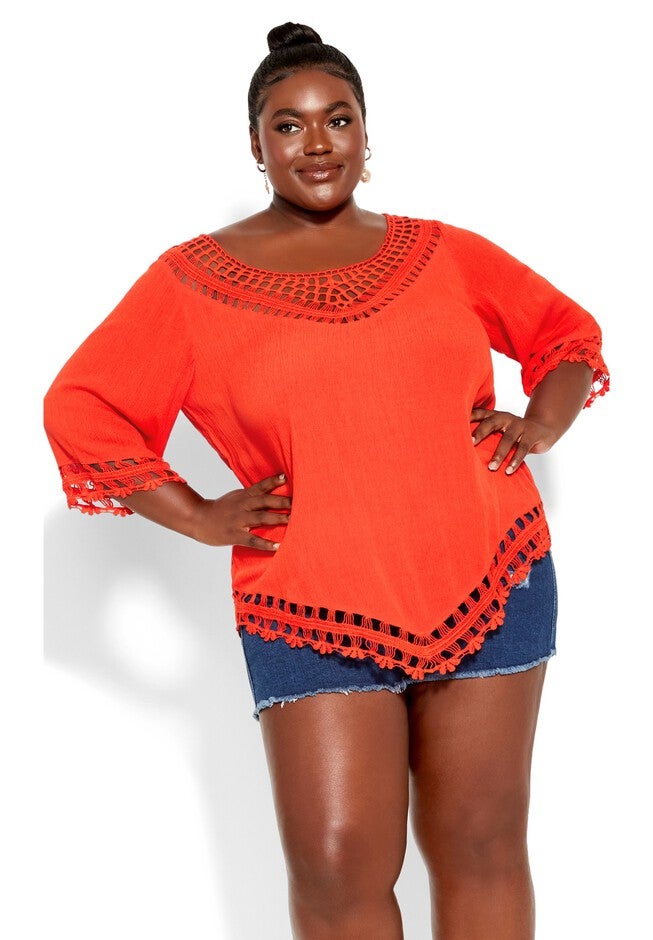 Island Catalina Top - tigerlily, ORANGE, on-hover image number 1