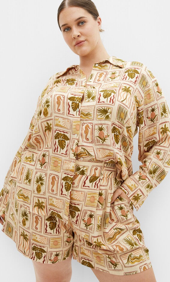 Bella Print Shirt - print, PINK, hi-res image number null