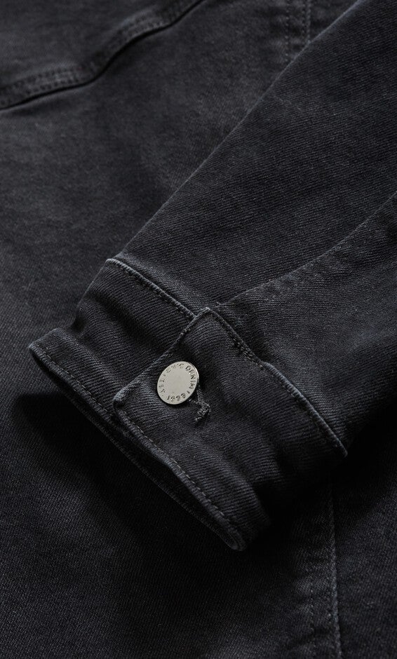 Denim Classic Collar Jacket - black, BLACK, alternate image number null