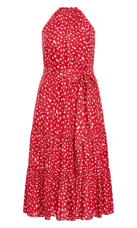 Kiana Print Maxi Dress - red, RED, alternate image number 3