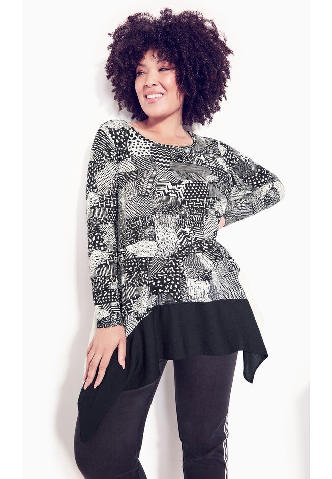 Florence Print Top, PATCH PRINT BLACK, on-hover image number null