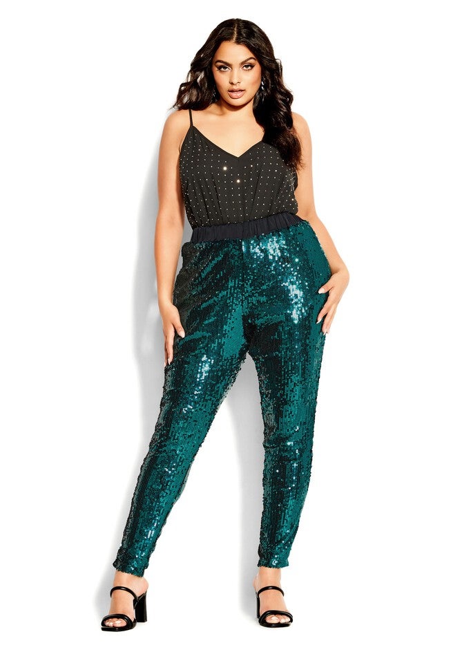 Sequin Party Pant - emerald, GREEN, hi-res image number 0