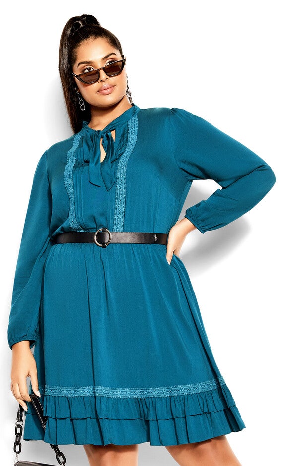 Precious Tie Dress - teal, GREEN, alternate image number null