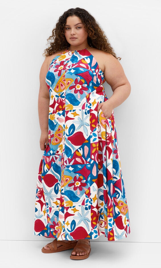 Mosaic Maxi Dress - print, BLUE, hi-res image number null
