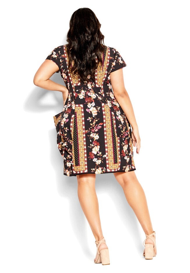 Falling Floral Tunic - black, BLACK, on-hover image number 1