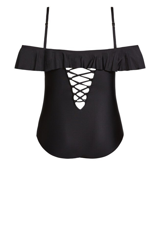 Ingrid Ruffle 1 Piece - black, BLACK, alternate image number null