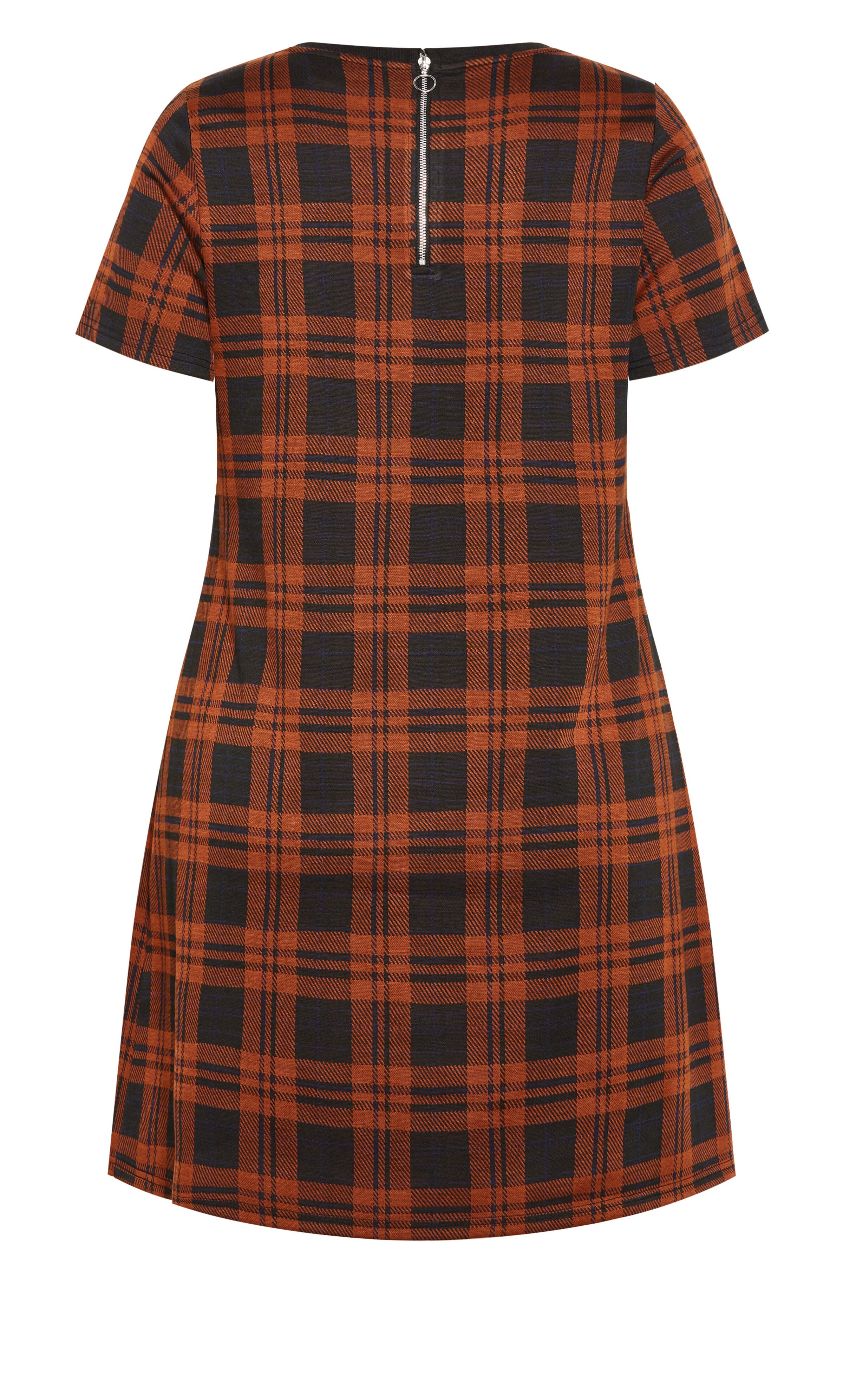 Check Love Shift Silhouette Mini Dress - caramel, BROWN, alternate image number 7