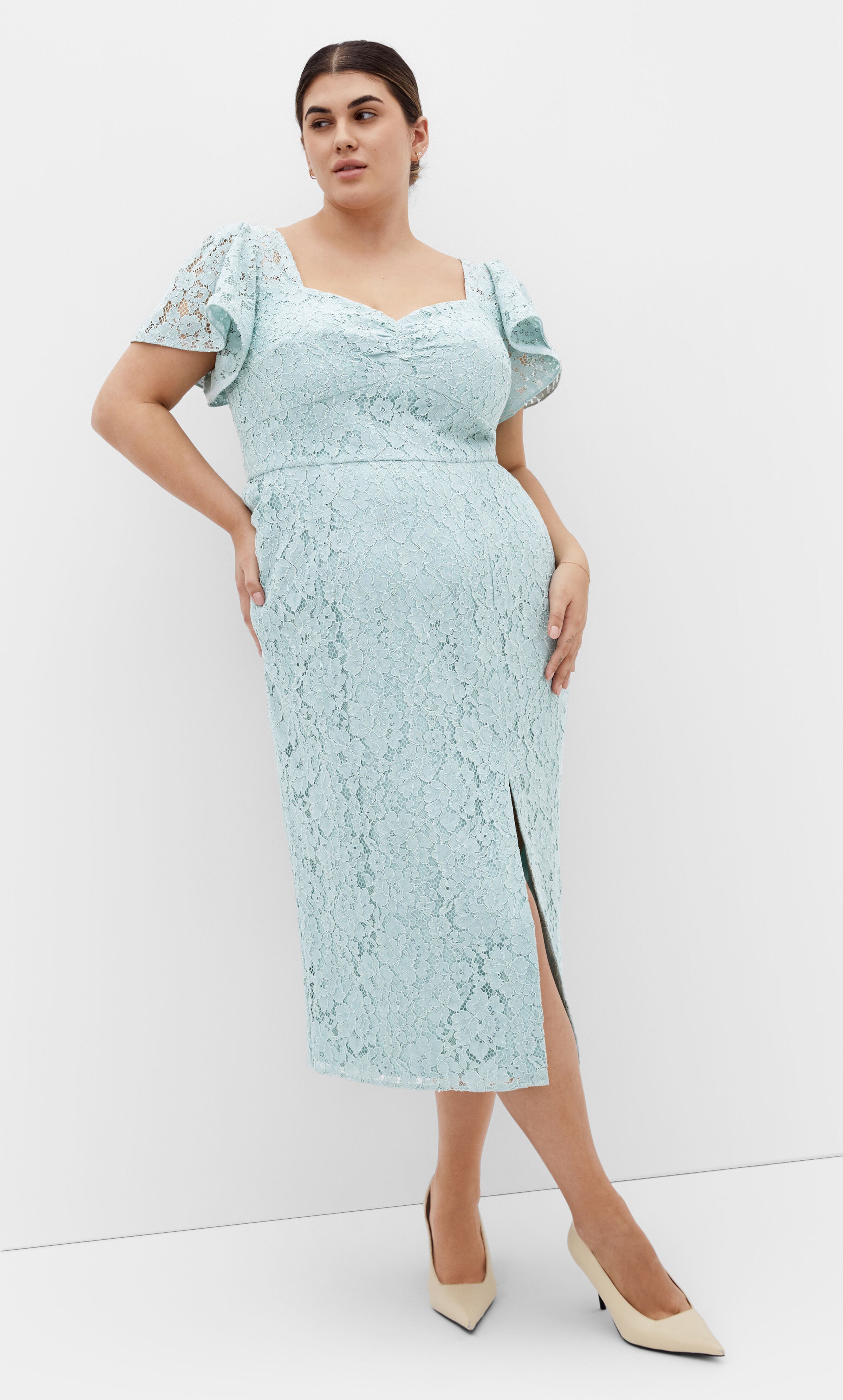 Maisie Lace Midi Dress - mint green, BLUE, alternate image number 2