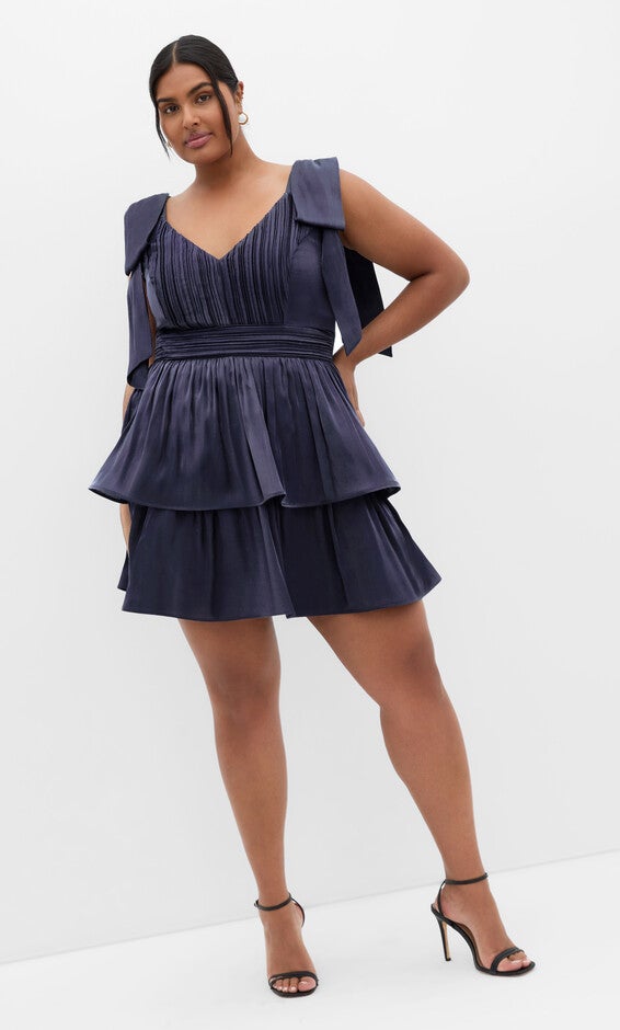 Betty Ruffle Mini Dress - navy, BLUE, hi-res image number null
