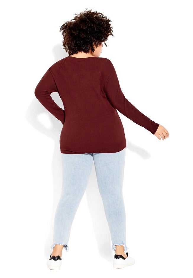 Criss Cross Sweater - beet red, RED, alternate image number 2