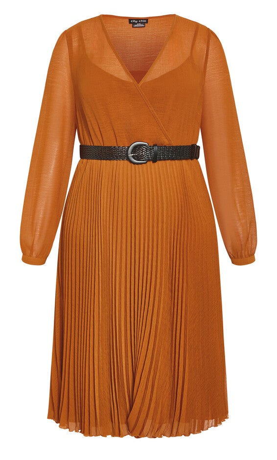 Precious Pleat Dress - caramel, CARAMEL, alternate image number null